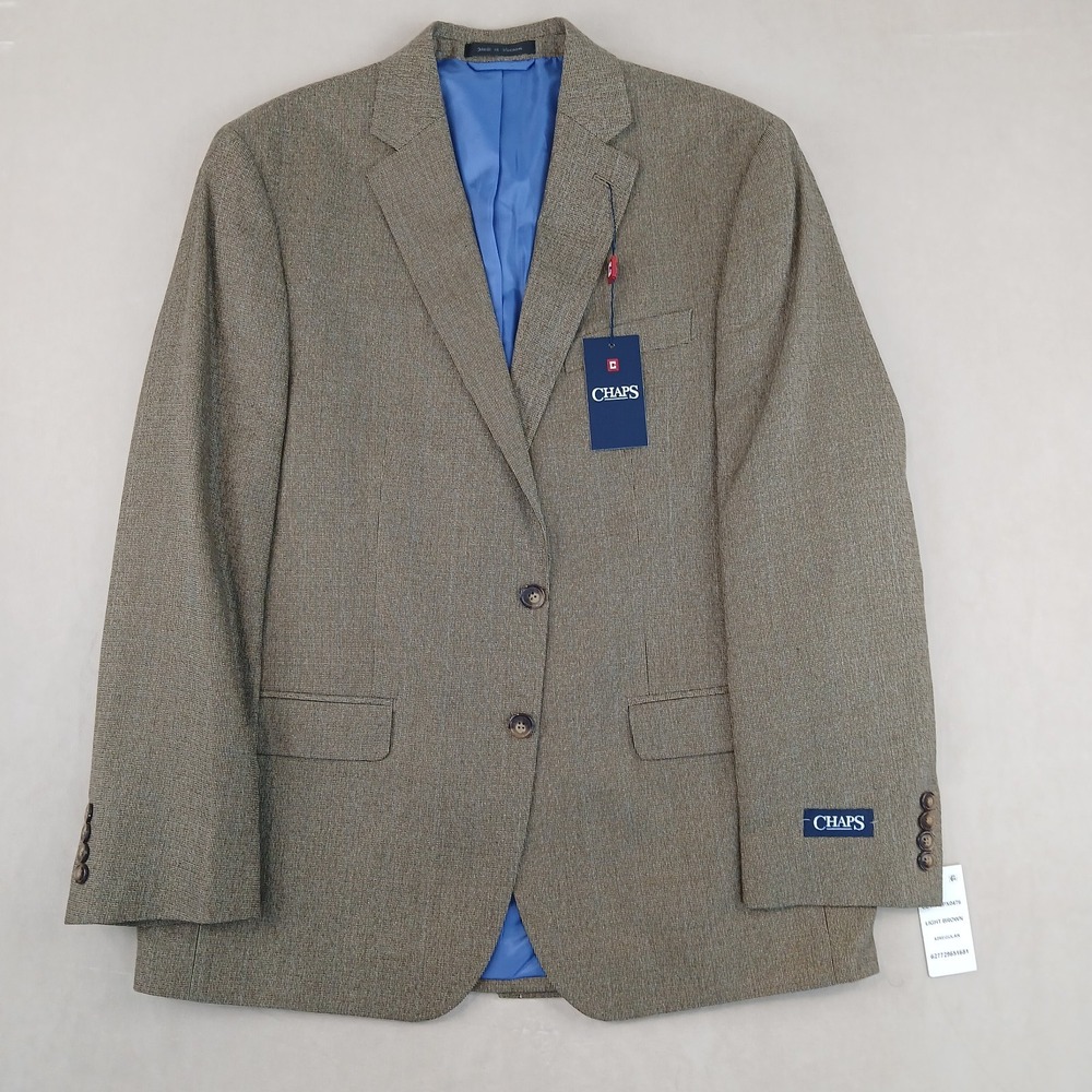Chaps 42R Mens Blazer Sport Coat Jacket NWT Brown 21x30 FLAW